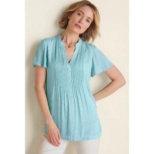 Soft Surroundings  Offshore Short-Sleeve Summer Top Aquamarine Women’s Size M‎